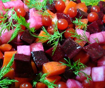  Рецепт овощного салата с калиной 