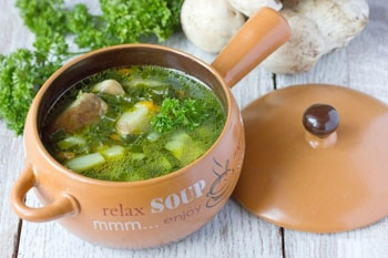 Рецепт супа со шпинатом и грибами