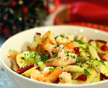 Рецепт салата с креветками, сельдереем и яблоками 