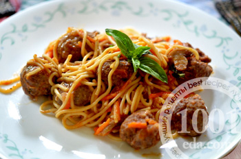 Рецепт спагетти с фрикадельками в духовке