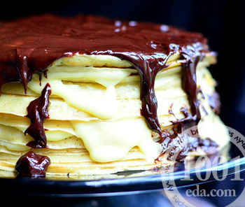 Блинный торт с вкусным кремом и шоколадный ганашем