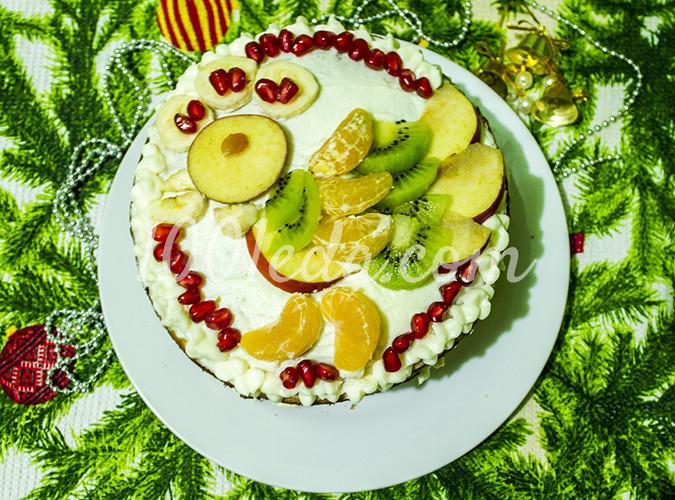 Медовый торт на сковороде с фруктами Петушок 2017: рецепт с пошаговым фото