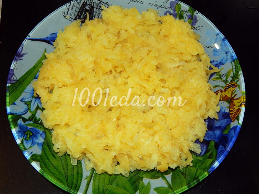 Картофельный салат с мясом Петушок в семейном кругу: рецепт с пошаговым фото - Шаг №3 Картофельный салат с мясом Петушок в семейном кругу: рецепт с пошаговым фото - Шаг №3