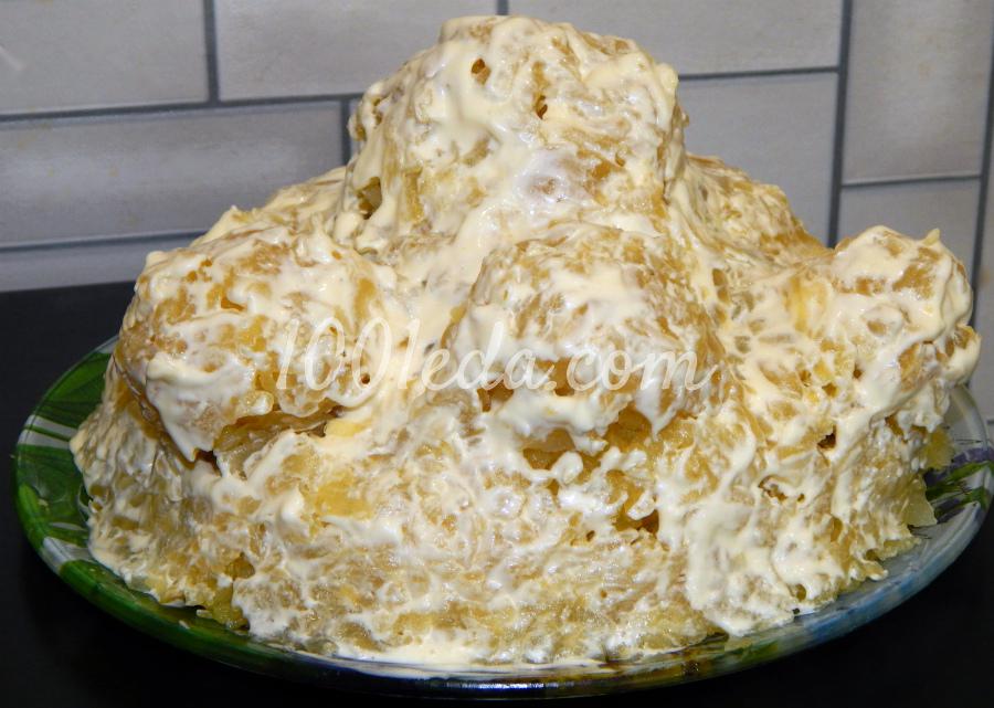 Картофельный салат с мясом Петушок в семейном кругу: рецепт с пошаговым фото - Шаг №6 Картофельный салат с мясом Петушок в семейном кругу: рецепт с пошаговым фото - Шаг №6
