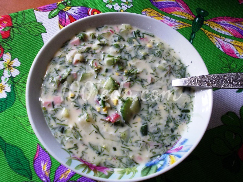 Окрошка с пахтой вкусная и полезная: рецепт с пошаговым фото - Шаг №7 Окрошка с пахтой вкусная и полезная: рецепт с пошаговым фото - Шаг №7