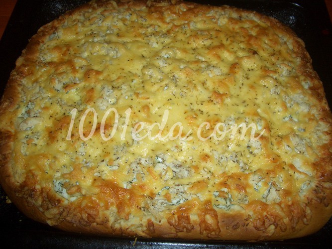 Открытый пирог с курицей и творогом по-деревенски: рецепт с пошаговым фото - Шаг №9 Открытый пирог с курицей и творогом по-деревенски: рецепт с пошаговым фото - Шаг №9