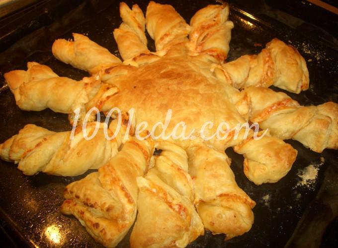 Пирог - закуска Завитушечное солнышко: рецепт с пошаговым фото - Шаг №6