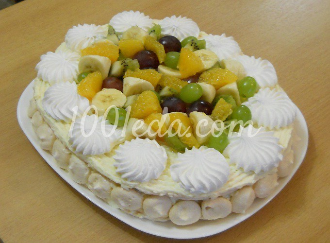 Торт с безе и фруктами как австралийский пасхальный десерт: рецепт с пошаговым фото - Шаг №11