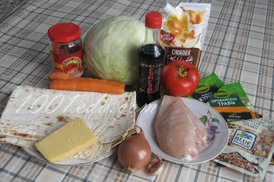Шаурма с курицей по-домашнему: рецепт с пошаговым фото