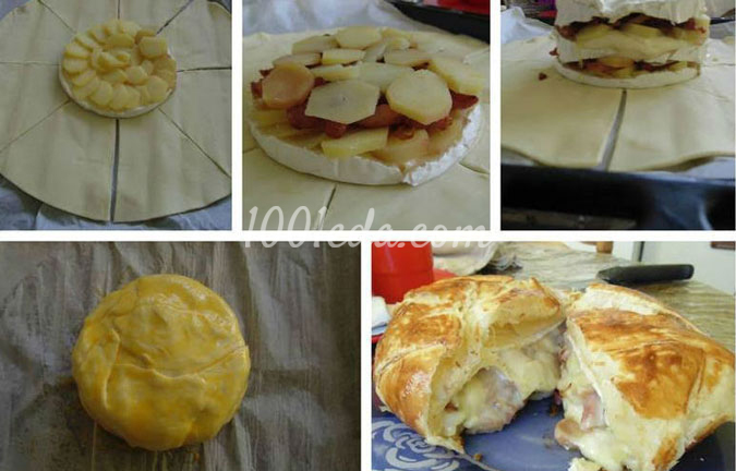 Слойка с сыром Камамбер, салом и картофелем: рецепт с пошаговым фото