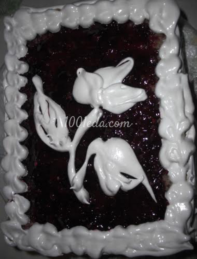 Торт Подснежник с черносмородиновым джемом на 8 марта
