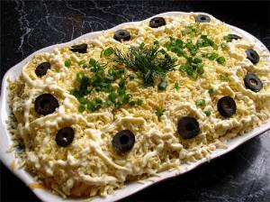 рецепт приготовления  Салат из ветчины и риса «Лозанна».