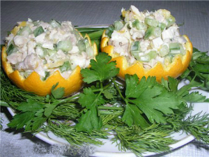 рецепт приготовления Салат с апельсинами и курицей