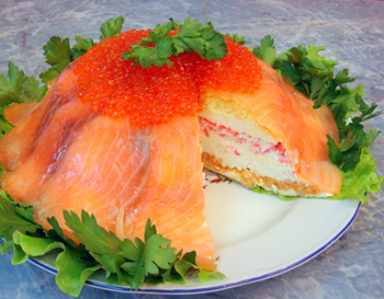 рыбный торт-салат