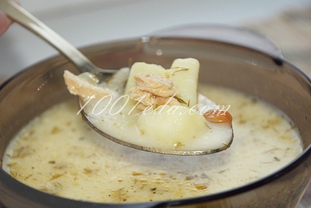 Сырный суп с рисом и лососем – кулинарный рецепт