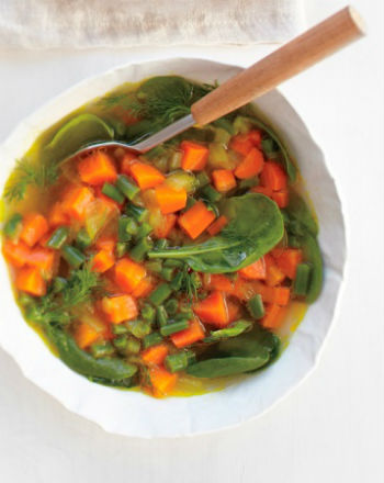 Сливочный суп из шпината и овощей