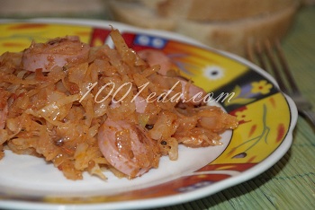 Тушеная капуста с сосисками: рецепт с пошаговым фото