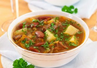 Постные щи с фасолью