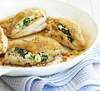 Рецепт курицы со шпинатом и сыром Фета