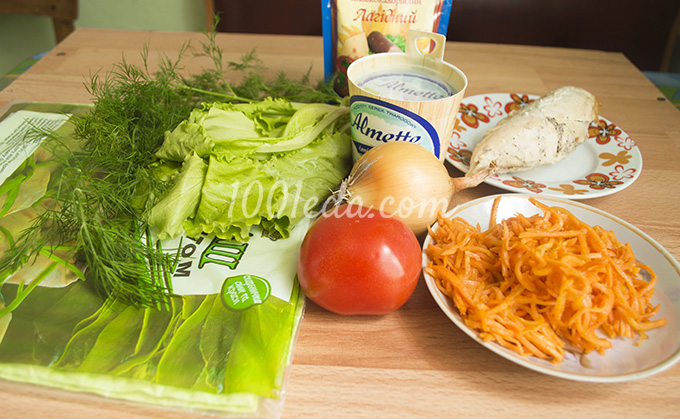 Рулеты из лаваша с курицей и корейской морковью: рецепт с пошаговым фото