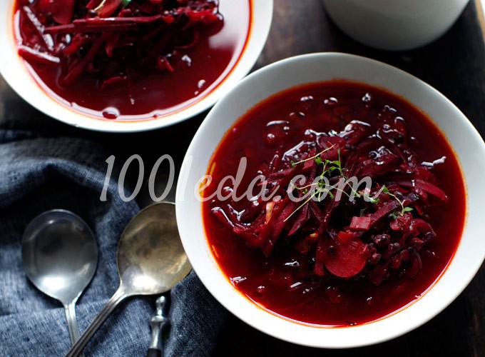 Красный борщ с грибами без мяса