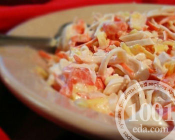 Рецепт салата с консервированными кальмарами и фасолью 