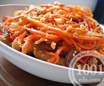 Рецепт салата с ананасами и корейской морковью 