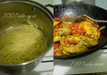 Быстрая курица с паприкой и спагетти: рецепт с пошаговым фото