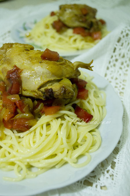 Быстрая курица с паприкой и спагетти: рецепт с пошаговым фото