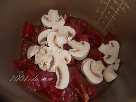 Говядина с грибами в мультиварке: рецепт с пошаговым фото