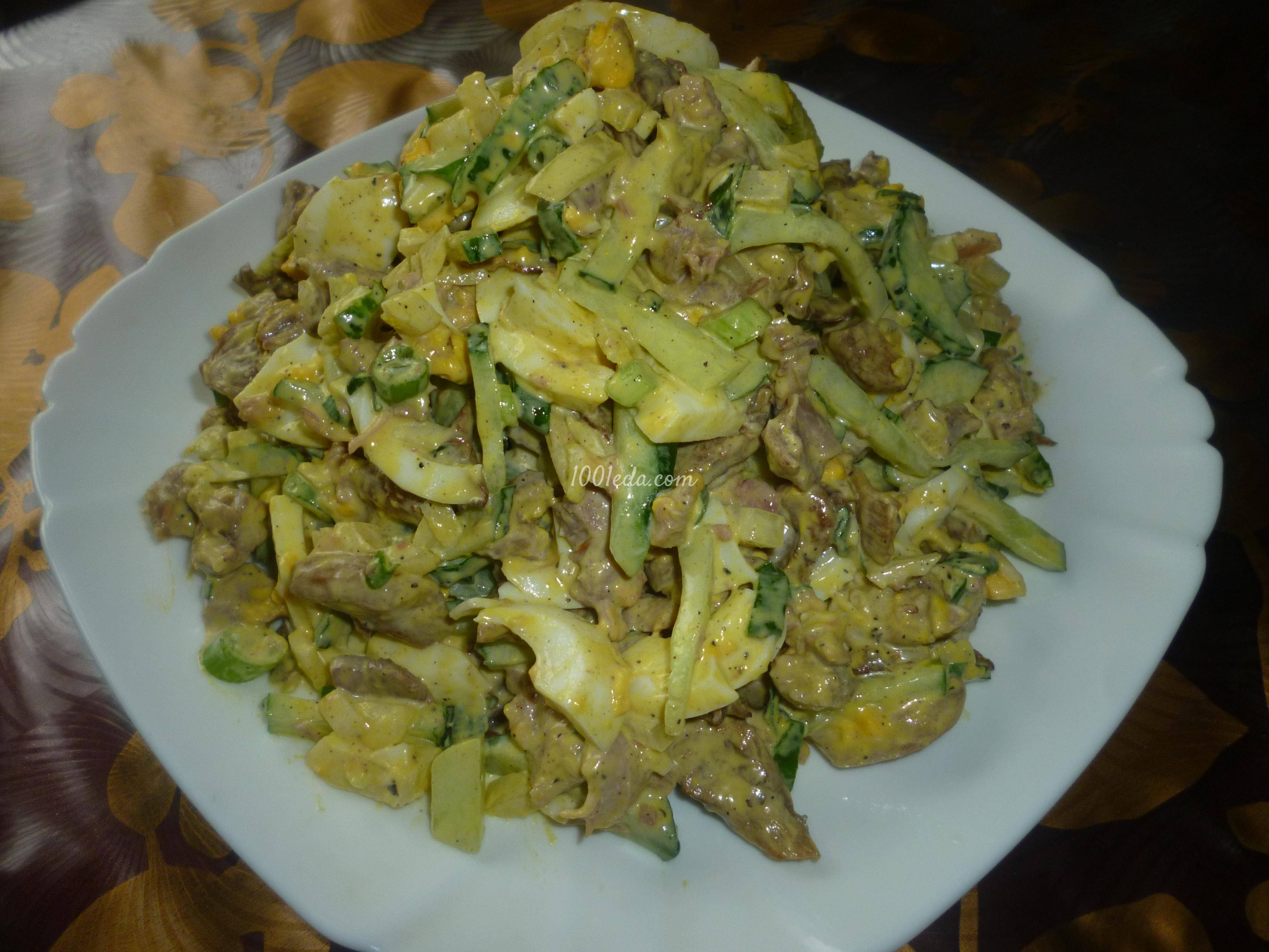 Салат с жареными вешенками, мясом, яйцом и огурцом: рецепт с пошаговым фото