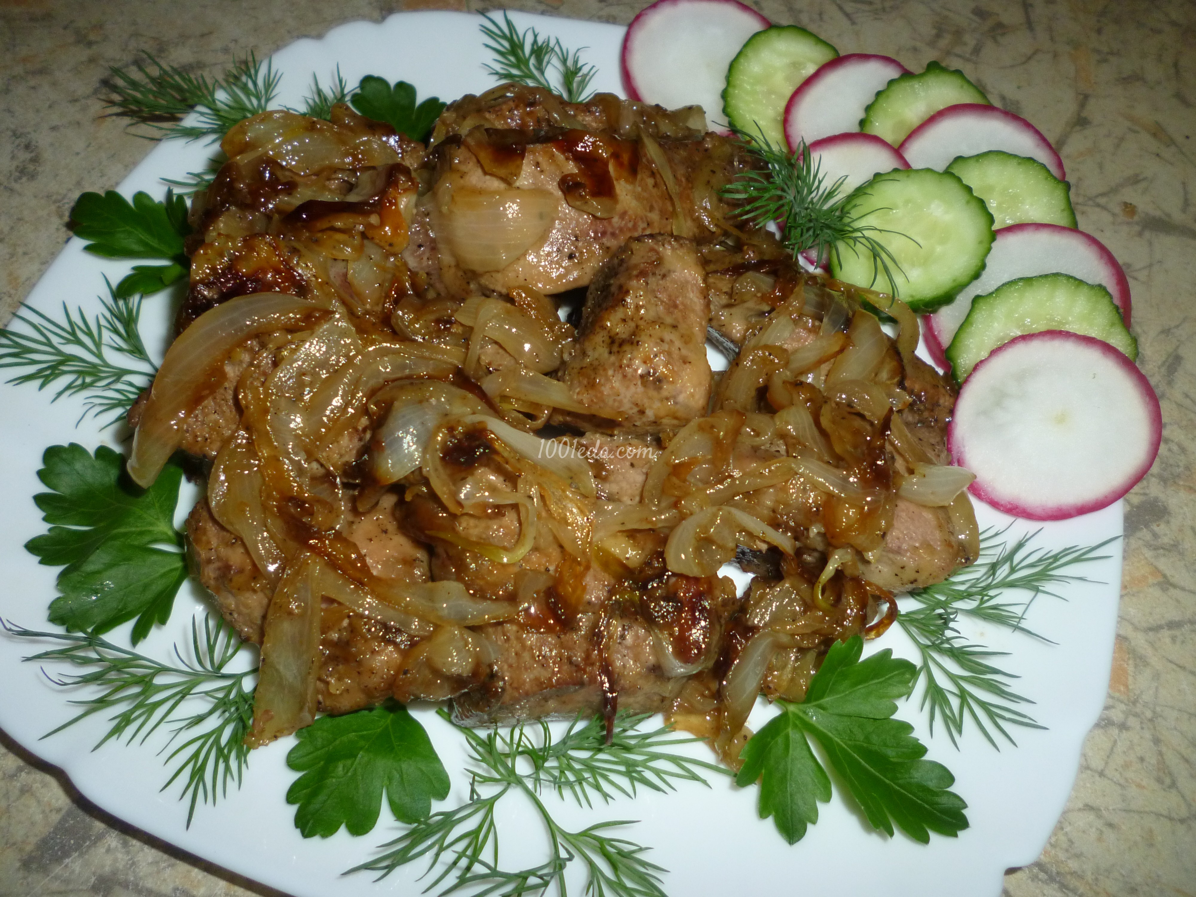 Жареная свиная печень с луком: рецепт с пошаговым фото