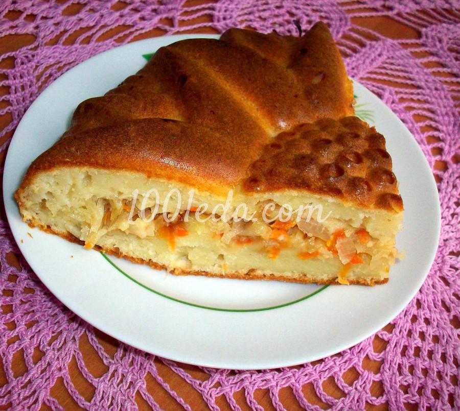 Пирог на кефире с тушеной квашеной капустой