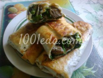 Рулеты из лаваша с грибами, сыром и зеленью: рецепт с пошаговым фото
