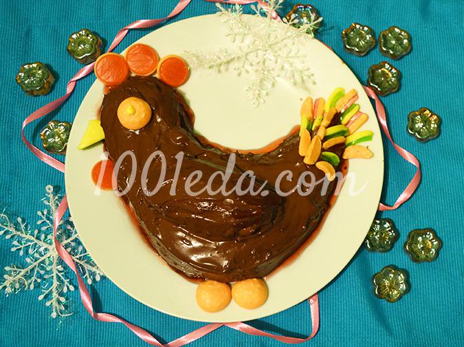 Торт Новогодний петушок 2017 в шоколаде: рецепт с пошаговым фото