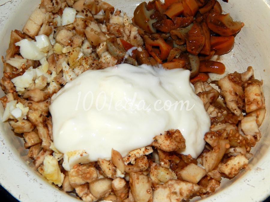 Баклажановая закуска с грибами и яйцом: рецепт с пошаговым фото - Шаг №5