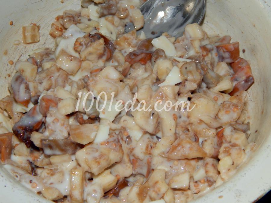 Баклажановая закуска с грибами и яйцом: рецепт с пошаговым фото - Шаг №6