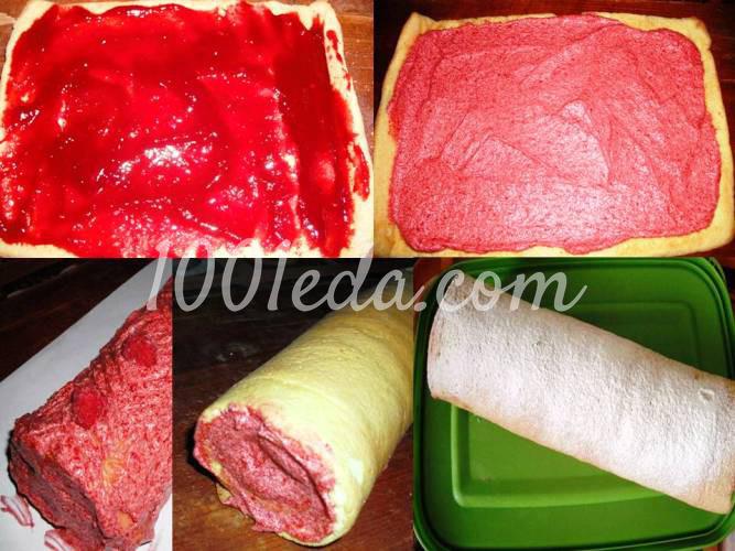 Бисквитный рулет с ягодным масляным кремом: рецепт с пошаговым фото - Шаг №20