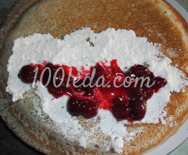 Блинный пирог Улитка с творожным кремом и вишневым желе: рецепт с пошаговым фото - Шаг №8