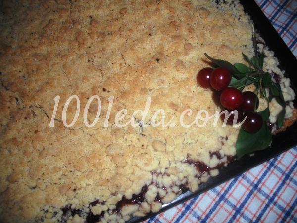 Нежный  пирог из творожного теста со штрейзелем Вишнёвый  вкус: рецепт с пошаговым фото