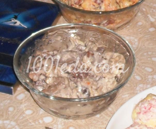 Салат с куриной печенью и грибами: рецепт с пошаговым фото