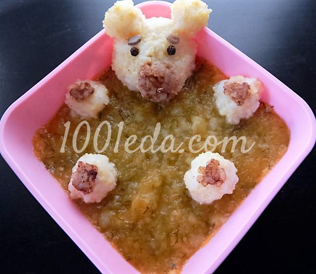 Детское тыквенно-картофельное пюре с рисовым гарниром Мишка в болотце
