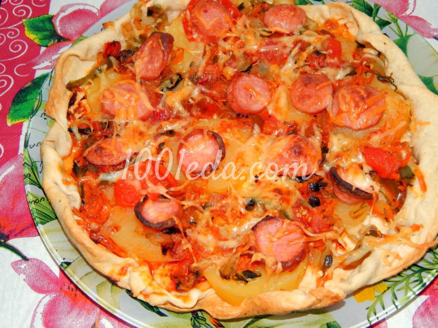 Хрустящая пицца с картофелем и сосисками: рецепт с пошаговым фото