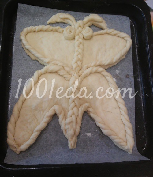 Дрожжевой пирог Бабочка с творогом: рецепт с пошаговым фото - Шаг №3