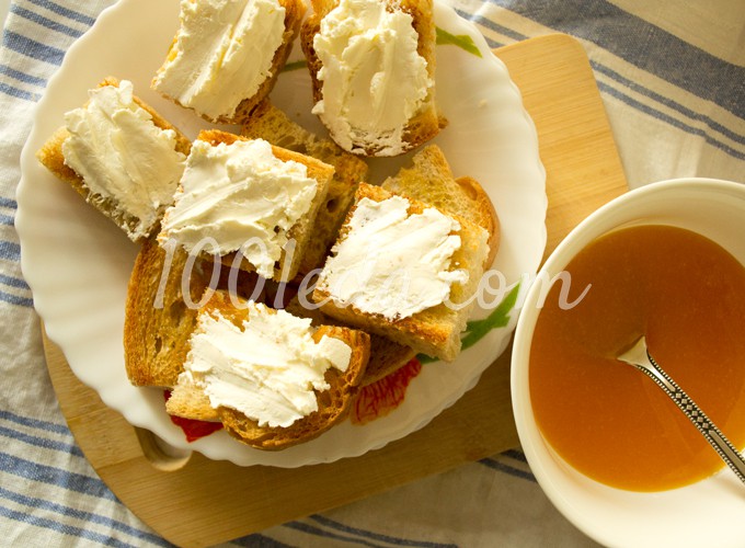 Греночки с домашним сливочным сыром и мандариновым вареньем на завтрак: рецепт с пошаговым фото - Шаг №4