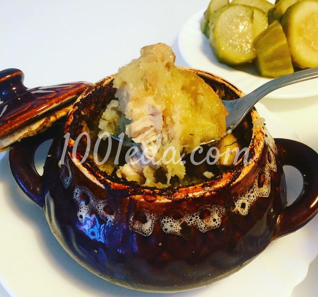 Картофельная бабка с курицей и грибами в глиняном горшочке: рецепт с пошаговым фото