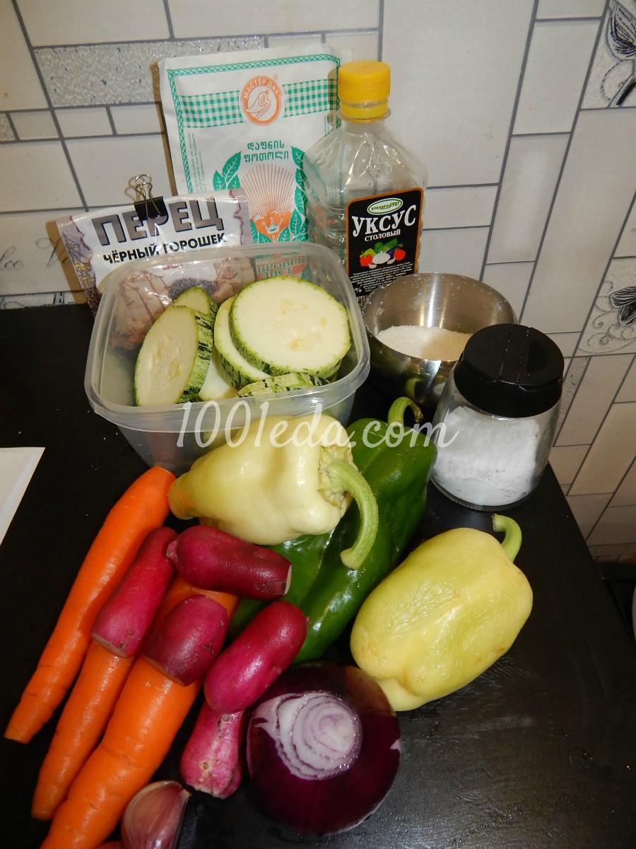 Маринованная овощная смесь Смешарики: рецепт с пошаговым фото - Шаг №1
