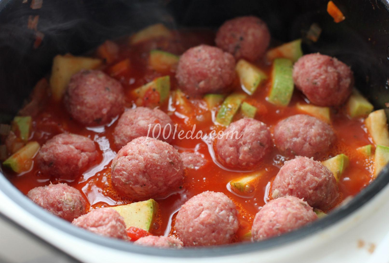 Мясные шарики с кабачками в томатном соусе в мультиварке: рецепт с пошаговым фото - Шаг №6