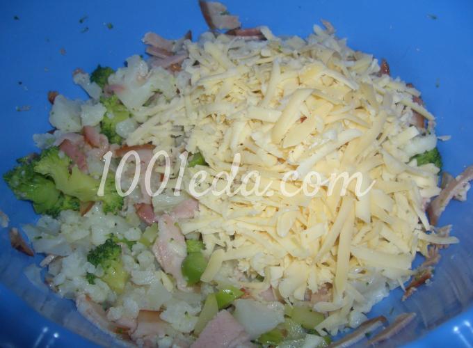 Открытый пирог с цветной капустой, брокколи и беконом: рецепт с пошаговым фото - Шаг №5