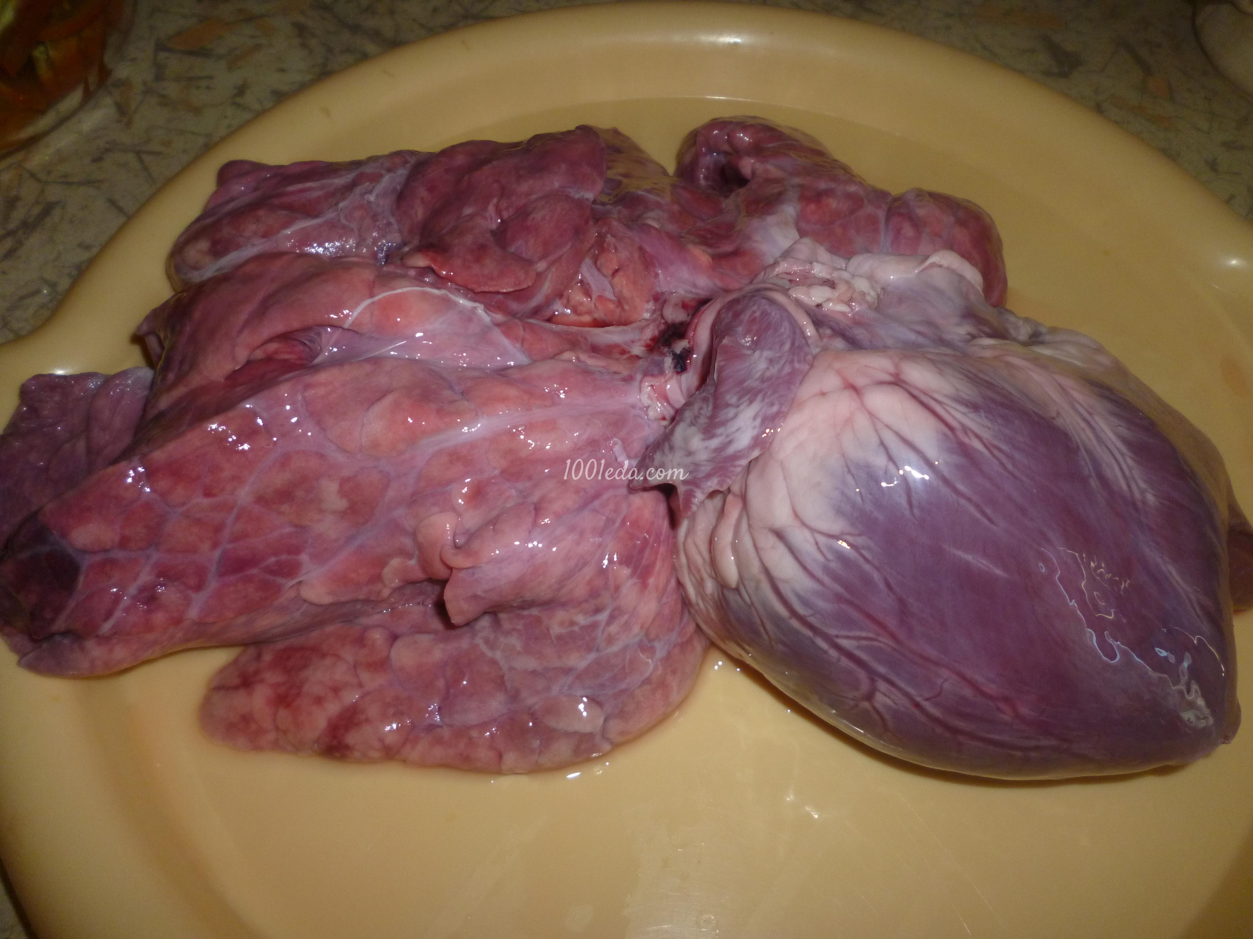 Овощное рагу со свиными легкими и сердцем в мультиварке: рецепт с пошаговым фото - Шаг №1